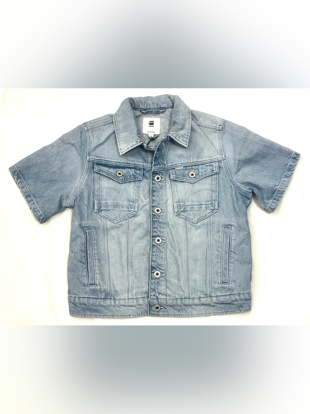 G-STAR RAW Vintage Electric Blue Short Sleeve Arc Denim Jacket Size Medium NWT